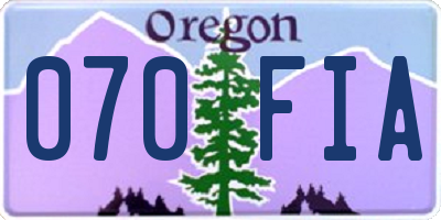 OR license plate 070FIA