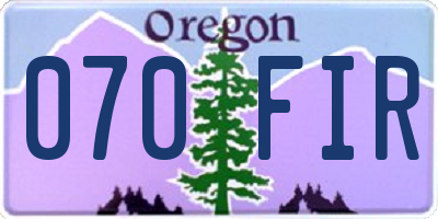 OR license plate 070FIR