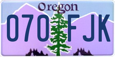 OR license plate 070FJK