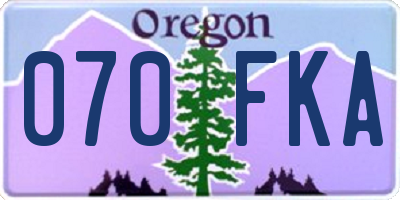 OR license plate 070FKA
