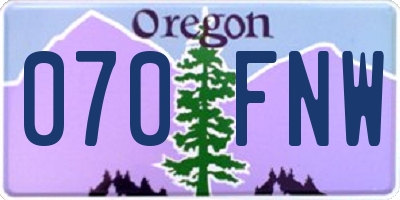 OR license plate 070FNW
