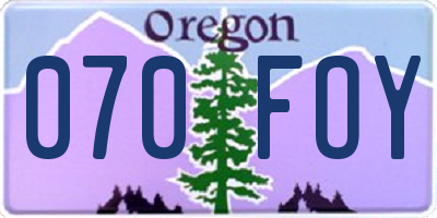 OR license plate 070FOY