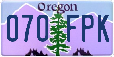 OR license plate 070FPK