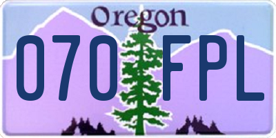 OR license plate 070FPL
