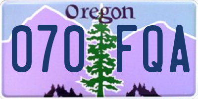 OR license plate 070FQA