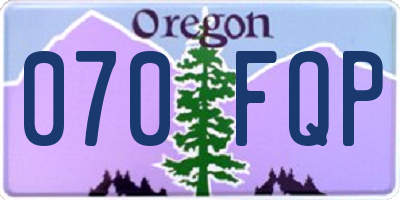 OR license plate 070FQP