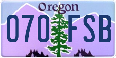 OR license plate 070FSB