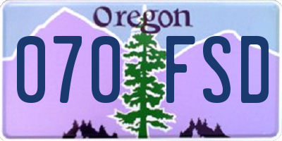 OR license plate 070FSD