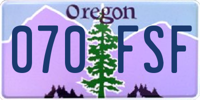 OR license plate 070FSF