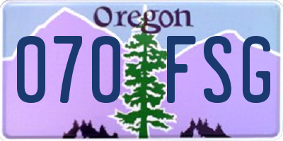 OR license plate 070FSG