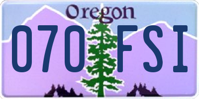 OR license plate 070FSI