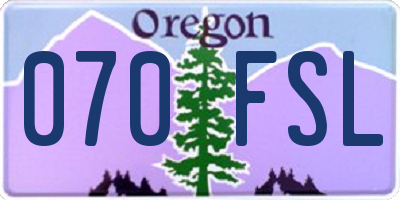 OR license plate 070FSL