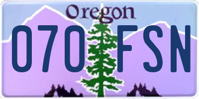 OR license plate 070FSN