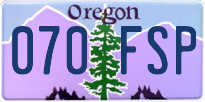 OR license plate 070FSP