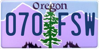 OR license plate 070FSW