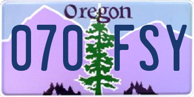 OR license plate 070FSY