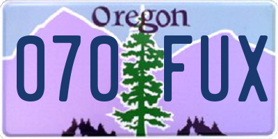 OR license plate 070FUX