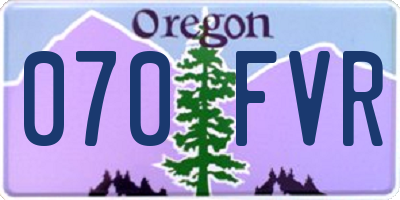 OR license plate 070FVR