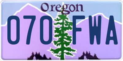 OR license plate 070FWA