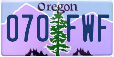 OR license plate 070FWF