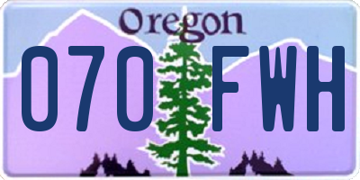 OR license plate 070FWH