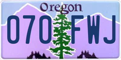 OR license plate 070FWJ