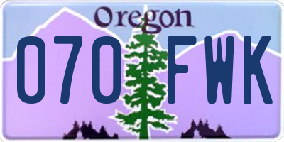 OR license plate 070FWK