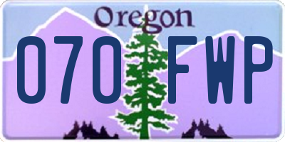 OR license plate 070FWP