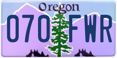 OR license plate 070FWR