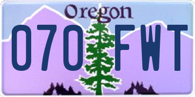 OR license plate 070FWT