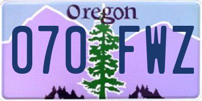 OR license plate 070FWZ