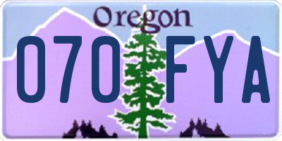 OR license plate 070FYA
