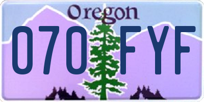 OR license plate 070FYF