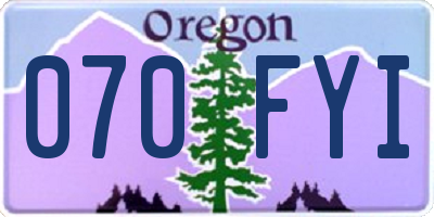 OR license plate 070FYI