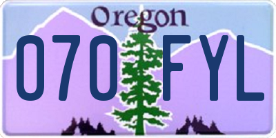 OR license plate 070FYL