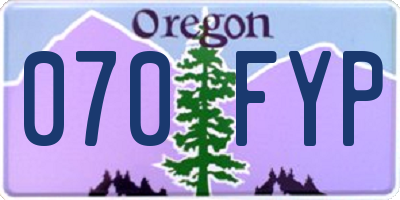 OR license plate 070FYP
