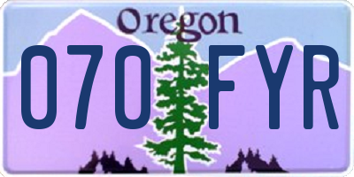 OR license plate 070FYR