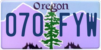 OR license plate 070FYW