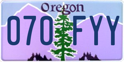 OR license plate 070FYY