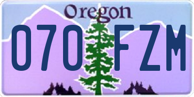 OR license plate 070FZM