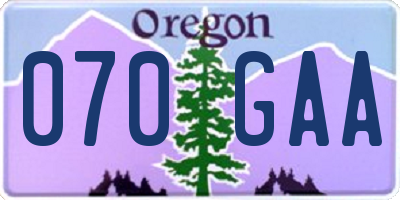 OR license plate 070GAA