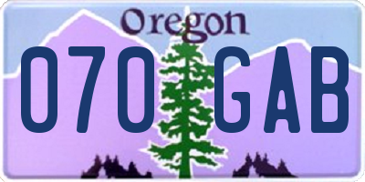 OR license plate 070GAB