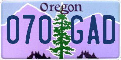 OR license plate 070GAD