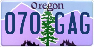 OR license plate 070GAG