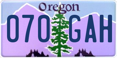 OR license plate 070GAH