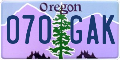 OR license plate 070GAK