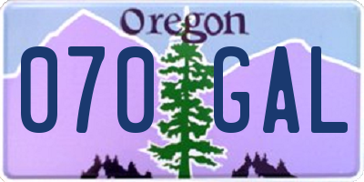 OR license plate 070GAL