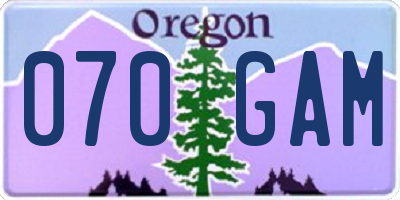 OR license plate 070GAM