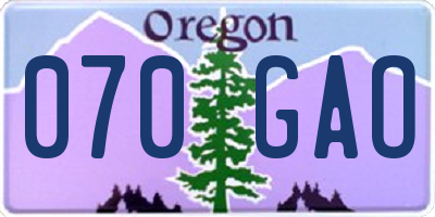 OR license plate 070GAO