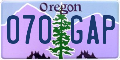 OR license plate 070GAP